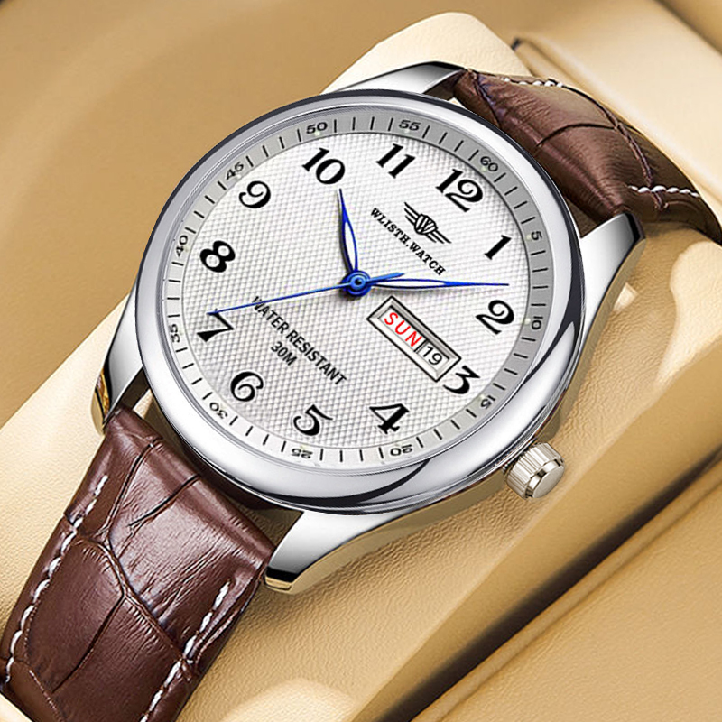 Luxury Watch Maker - WLISTH แบรนด์หรูผู้ชายนาฬิกานาฬิกาควอตซ์ตัวเลขอารบิคสแตนเลสกันน้ำปฏิทินนาฬิกาข้อมือผู้ชายของขวัญสำหรับพ่อ