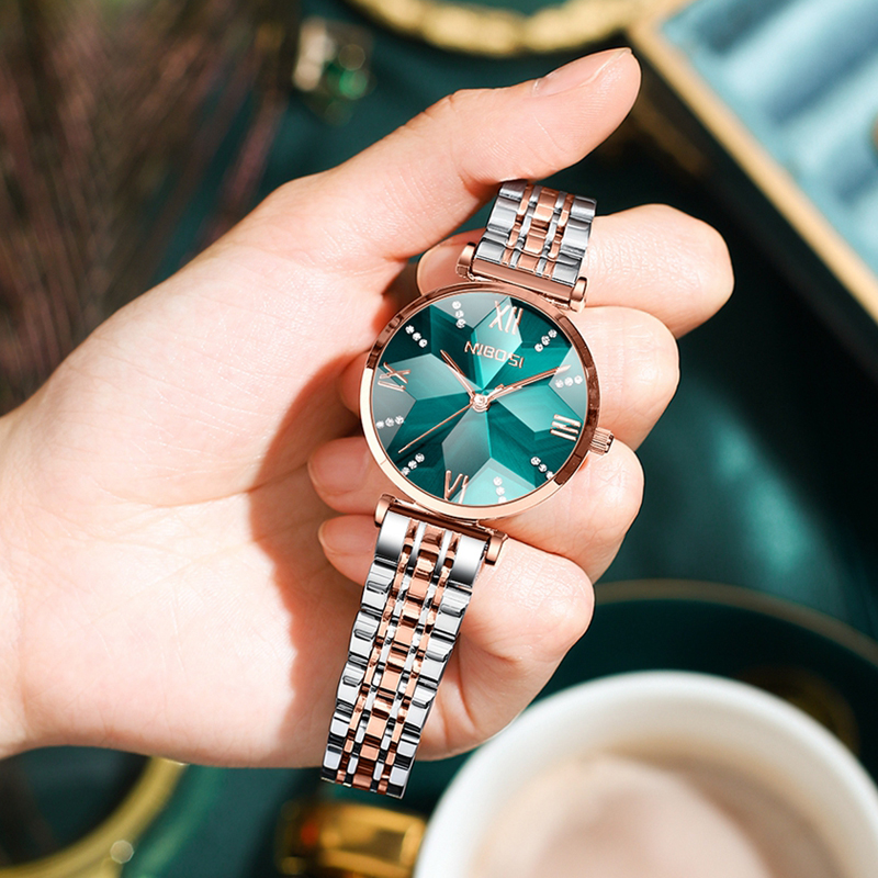 Luxury Watch Top 10 - NIBOSI แฟชั่น Rhombus Mirror สตรีควอตซ์นาฬิกาแบรนด์หรูสแตนเลสกันน้ําสุภาพสตรีนาฬิกา Relogio