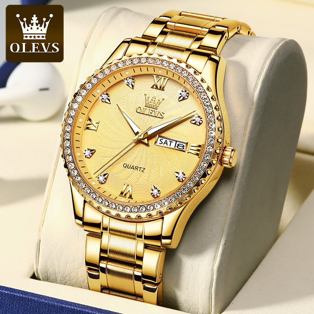 Luxury Watch Maker - OLEVS 5565 แบรนด์หรูนาฬิกาควอตซ์สำหรับผู้ชายกันน้ำเพชร BEZEL แสดงสัปดาห์นาฬิกาข้อมือธุรกิจคลาสสิกสำหรับผู้ชาย