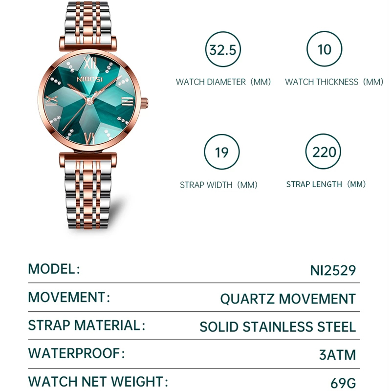 NIBOSI แฟชั่น Rhombus Mirror ส - Luxury Watch Top 10 บทวิจารณ์และราคา