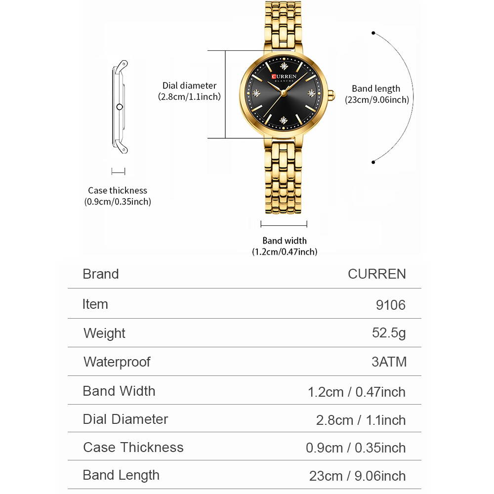 CURREN นาฬิกาข้อมือผู้หญิงสไตล - Luxury Watch Gift For Her บทวิจารณ์และราคา