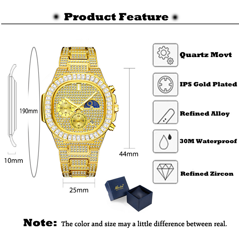 MISSFOX Luxury Gold นาฬิกาผู้ช - Luxury Watch Iceberg บทวิจารณ์และราคา